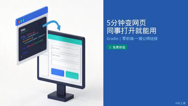免费！推荐1个神器，5分钟把AI工具变成网页给同事用 Gradio就像一个"AI工具包装机"